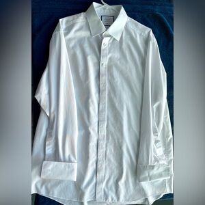 Charles Tyrwhitt White Non-Iron French Cuff Shirt - Semi-Spread Collar